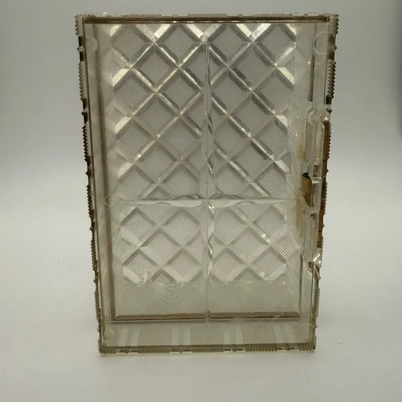 Vintage Clear acrylic and Gold Geometric Decorative Tray trinket box - Picture 8 of 9